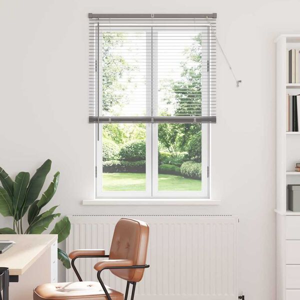 vidaXL Store de Fen&ecirc;tre avec des rideaux Argent Aluminium
