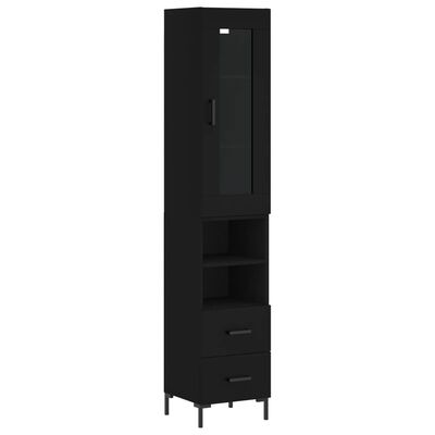 vidaXL Buffet haut Noir 34,5x34x180 cm Bois d'ingénierie