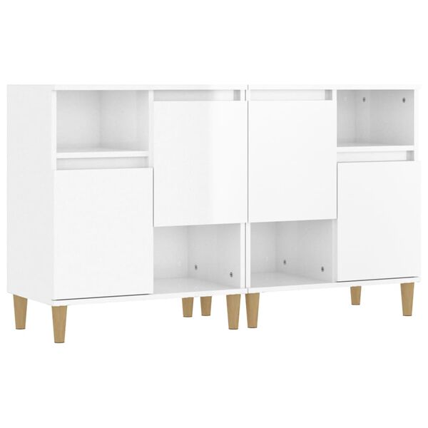 vidaXL Buffets 2 pcs blanc brillant 60x35x70 cm bois d'ingénierie