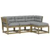 vidaXL Salon de jardin 4 pcs avec coussins bois de pin impr&eacute;gn&eacute;