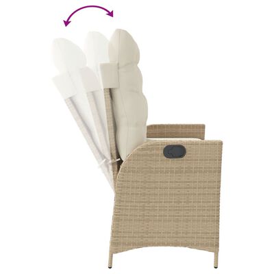 vidaXL Banc inclinable de jardin avec coussins beige résine tressée