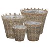 vidaXL Lits sur&eacute;lev&eacute;s 4 pcs Osier avec doublure en PE