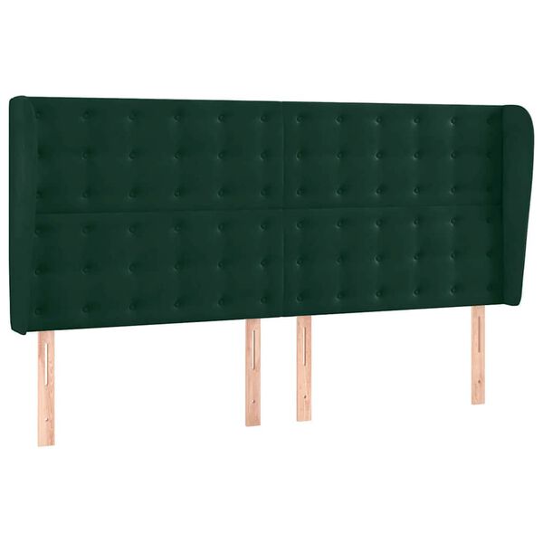vidaXL T&ecirc;te de lit avec oreilles Vert fonc&eacute; 183x23x118/128 cm Velours