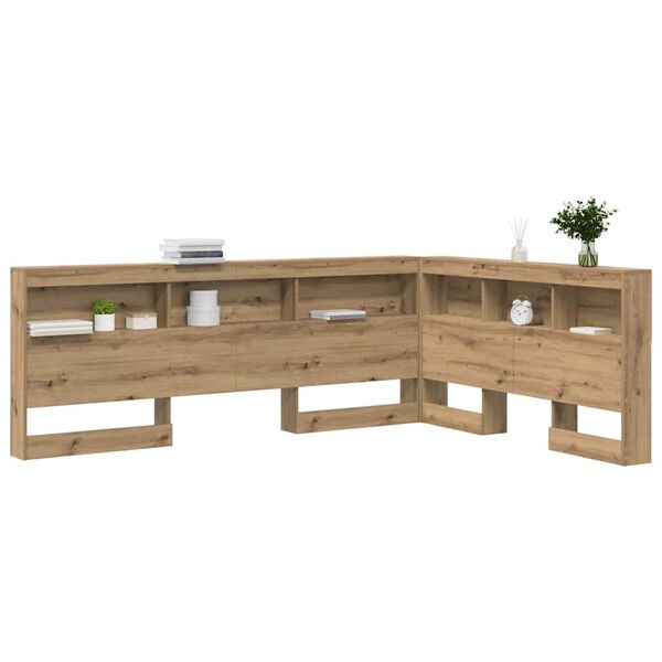 vidaXL T&ecirc;te de lit de rangement avec &eacute;tag&egrave;re Ch&ecirc;ne artisanal 135 cm
