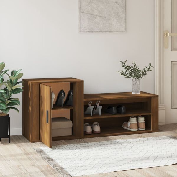 vidaXL Armoire &agrave; chaussures Ch&ecirc;ne marron 130x35x54cm Bois d'ing&eacute;nierie
