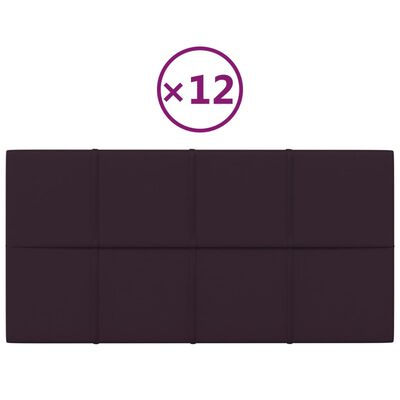 vidaXL Panneaux muraux 12 pcs Violet 60x30 cm Tissu 2,16 m²