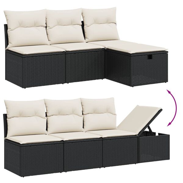 vidaXL Salon de jardin 7 pcs avec coussins noir r&eacute;sine tress&eacute;e