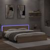 vidaXL Cadre de lit avec LED sans matelas ch&ecirc;ne sonoma 200x200 cm