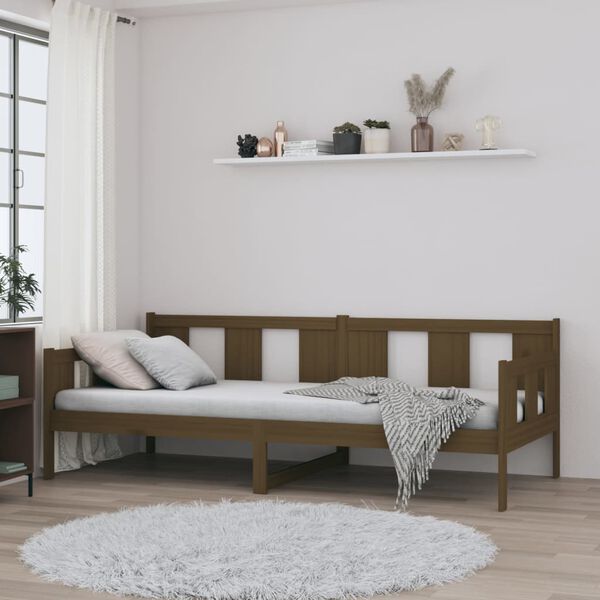 vidaXL Lit de jour sans matelas marron miel bois pin massif 90x200 cm