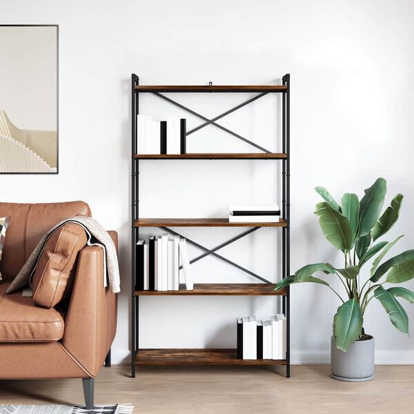 vidaXL &Eacute;tag&egrave;re Ch&ecirc;ne fum&eacute; 80 x 30 x 155 cm Bois d'ing&eacute;nierie