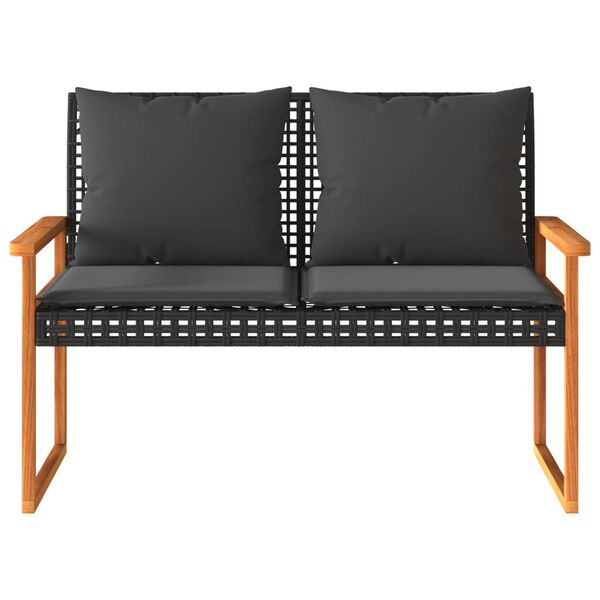 vidaXL Banc de jardin avec coussin noir résine tressée et acacia