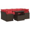 vidaXL Salon de jardin avec coussins 7pcs marron r&eacute;sine tress&eacute;e acacia