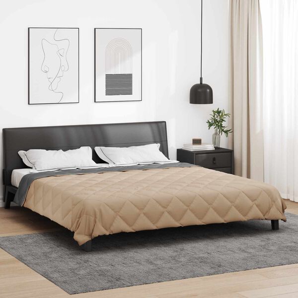 vidaXL Duvet d'&eacute;t&eacute; simple Anthracite et Taupe 220 x 200 cm Microfibre