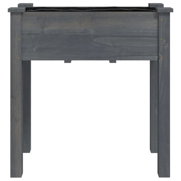vidaXL Jardinière avec doublure gris 71x37x76 cm bois massif de sapin