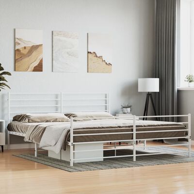 vidaXL Cadre de lit métal sans matelas et pied de lit blanc 183x213 cm