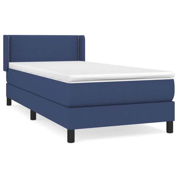 vidaXL Sommier &agrave; lattes de lit avec matelas Bleu 100x200 cm Tissu