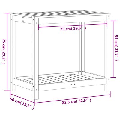 vidaXL Table de rempotage avec étagère 82,5x50x75cm bois massif de pin
