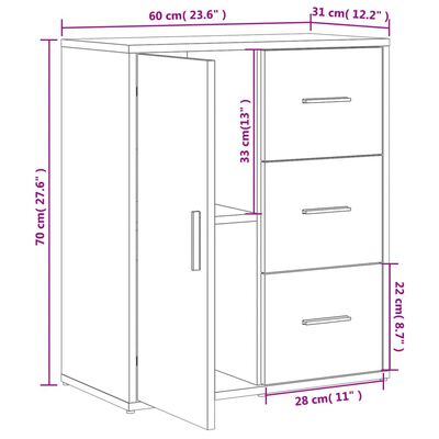 vidaXL Buffet blanc 60x31x70 cm bois d'ingénierie