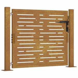 vidaXL Portail de jardin 100x75 cm en acier Corten, design carr&eacute;
