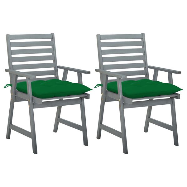 vidaXL Chaises &agrave; manger d'ext&eacute;rieur lot de 2 et coussins Acacia massif