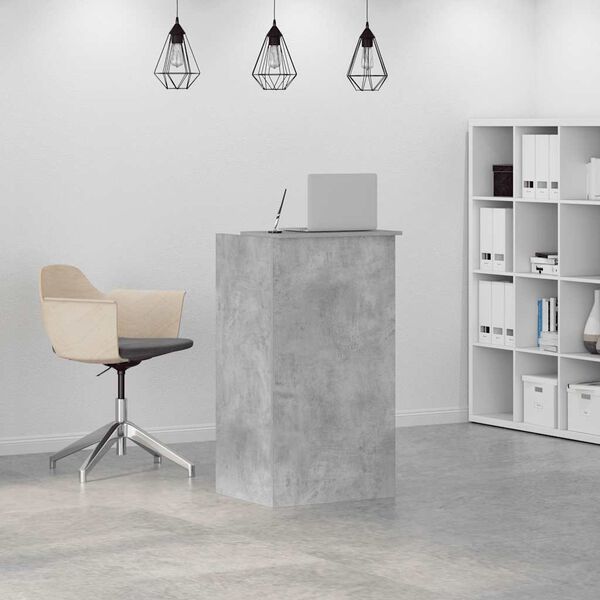vidaXL Bureau de r&eacute;ception gris b&eacute;ton 55x50x103,5 cm bois d'ing&eacute;nierie