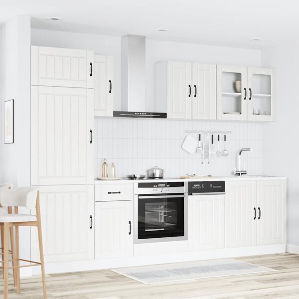 vidaXL Ensemble de 8 meubles de cuisine "Lucca" en bois d'ing&eacute;nierie blanc