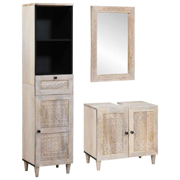 vidaXL Ensemble de mobilier de salle de bain avec tiroir 3 pcs Blanc