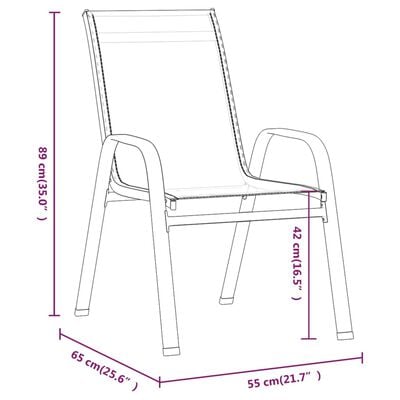 vidaXL Chaises empilables de jardin lot de 4 Gris Tissu textilène