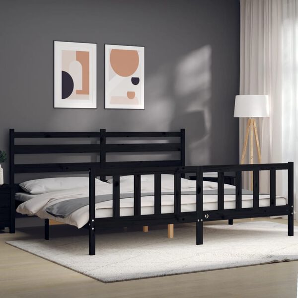 vidaXL Cadre de lit sans matelas noir 200x200 cm bois massif de pin