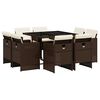 vidaXL Ensemble &agrave; manger de jardin et coussins 9 pcs marron poly rotin