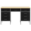 vidaXL Placard de travail 3 pcs Noir Bois d'ing&eacute;nierie et acier