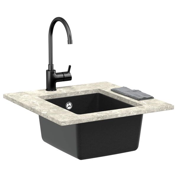 vidaXL &Eacute;vier Noir 370 x 460 mm 80% Quartz et 20% R&eacute;sine