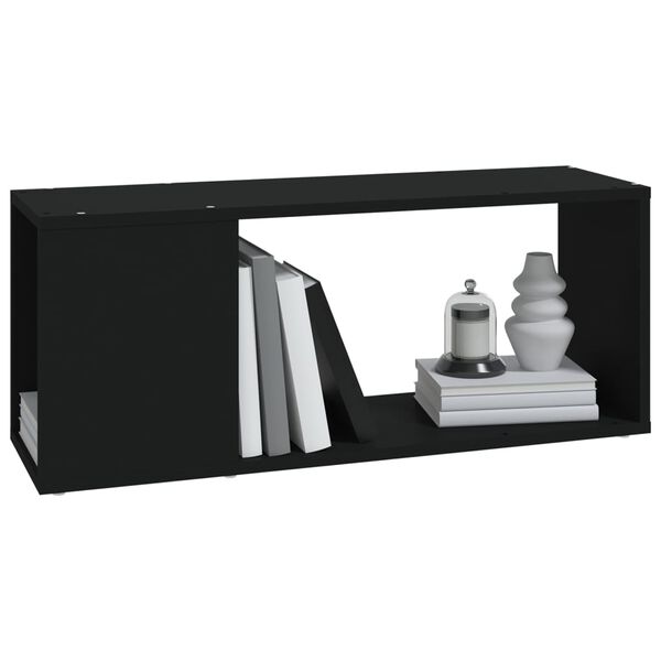 vidaXL Meuble TV Noir 80x24x32 cm Bois d'ing&eacute;nierie