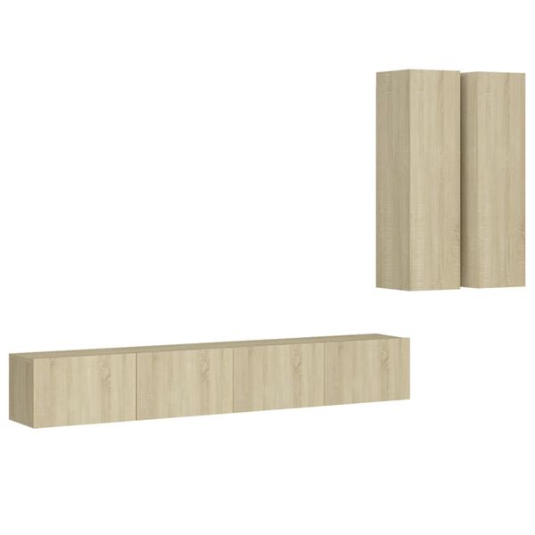 vidaXL Ensemble de meubles TV 4 pcs Ch&ecirc;ne sonoma Bois d'ing&eacute;nierie