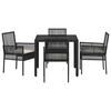 vidaXL Ensemble de salle &agrave; manger pour jardin 5 pcs Noir polyrotin