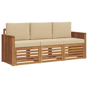 vidaXL Ensembles de canap&eacute;s 3 pc Naturel et Beige Bois d'Acacia Massif