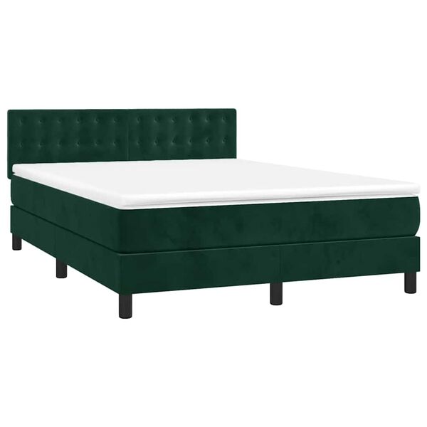 vidaXL Sommier &agrave; lattes de lit matelas et LED Vert fonc&eacute; 140x200 cm
