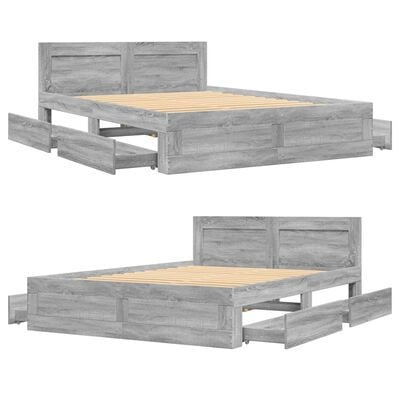 vidaXL Cadre de lit et tête de lit sans matelas sonoma gris 140x190 cm