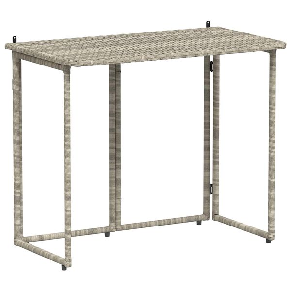 VidaXL Table de jardin pliante gris clair 90 x 51 x 75 cm polyrotin