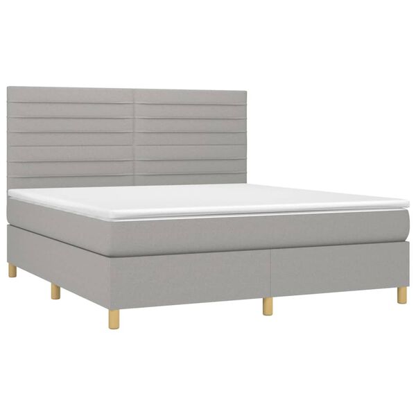 vidaXL Sommier &agrave; lattes de lit avec matelas Gris clair 160x200cm Tissu