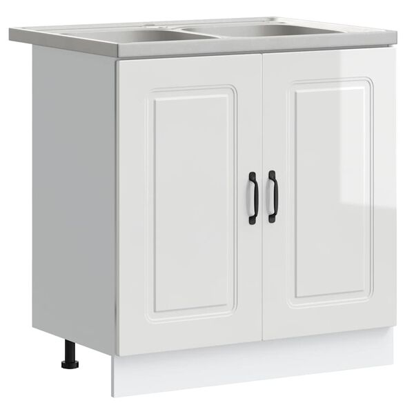 vidaXL Armoire de cuisine Kalmar Blanc Brillant 80 x 46 x 81,5 cm