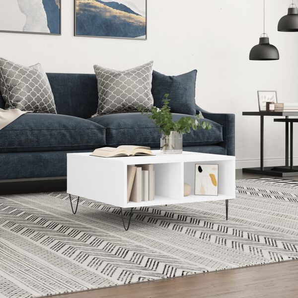 vidaXL Table basse blanc 60x60x30 cm bois d'ing&eacute;nierie