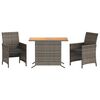 vidaXL Ensemble de bistro 3 pcs avec coussins gris r&eacute;sine tress&eacute;e