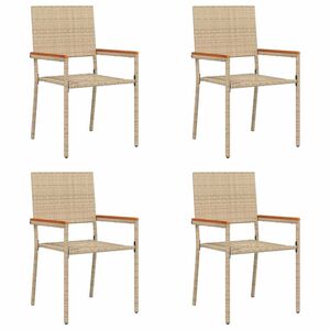 vidaXL Chaises empilables de jardin 4 pcs Cr&egrave;me et marron