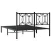 vidaXL Cadre de lit m&eacute;tal sans matelas avec t&ecirc;te de lit noir 135x190cm