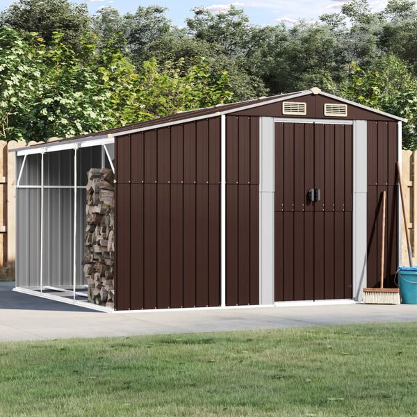 vidaXL Abri de jardin marron 277x279x179 cm acier galvanis&eacute;