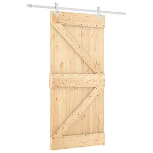vidaXL Porte coulissante 95 x 210 cm Bois de pin massif (non trait&eacute;)
