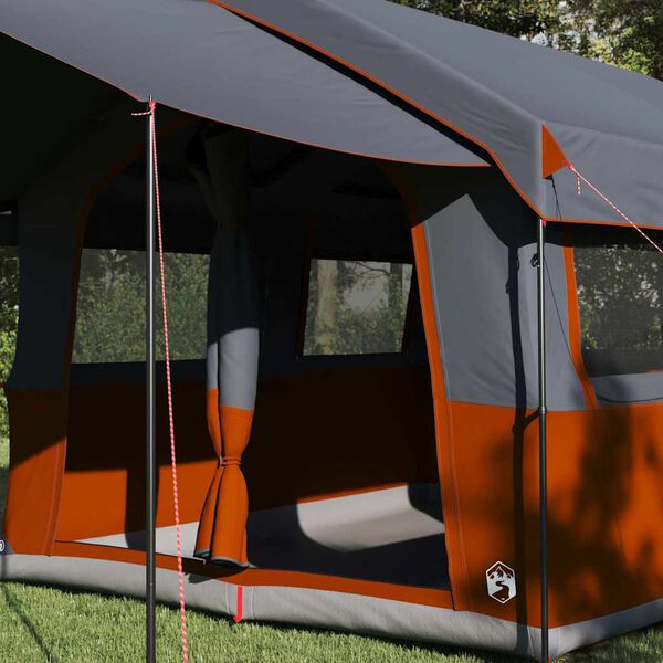 vidaXL Tente familiale avec toit Gris et orange 324 x 255 x 230 cm