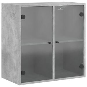 vidaXL Armoire murale avec portes en verre gris béton 68x37x68,5 cm