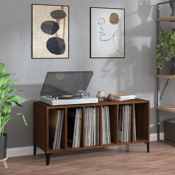 vidaXL Armoire &agrave; disques ch&ecirc;ne marron 100x38x48 cm bois d'ing&eacute;nierie